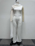 SUPER WHOLESALE | One Shoulder Patchwork Jumpsuit in White