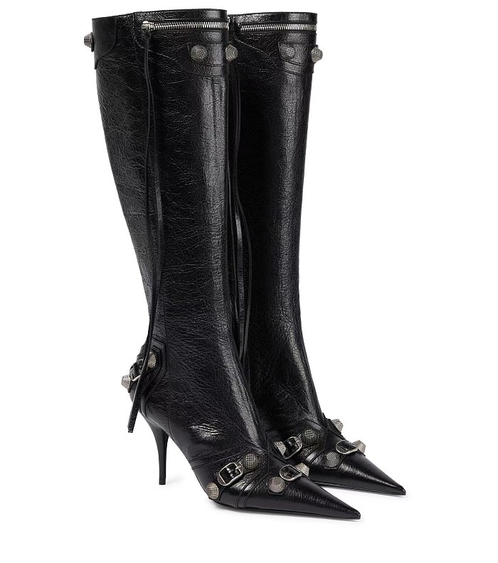 SUPER WHOLESALE | Pointed-toe, slender-heeled, metal-studded, Knee Height Boots