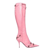 SUPER WHOLESALE | Pointed-toe, slender-heeled, metal-studded, Knee Height Boots