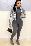 SUPER WHOLESALE | Shinning Fabric Turtle Neck Down Coat in Silver