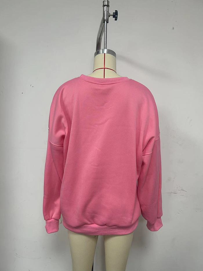 SUPER WHOLESALE | Words Printed Sweater in Pink