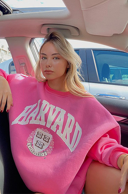 SUPER WHOLESALE | Words Printed Sweater in Pink