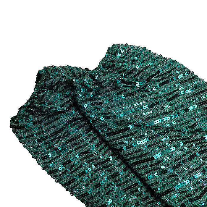 Sequins Back Zip Up Plunging Neck Long Dress in Green