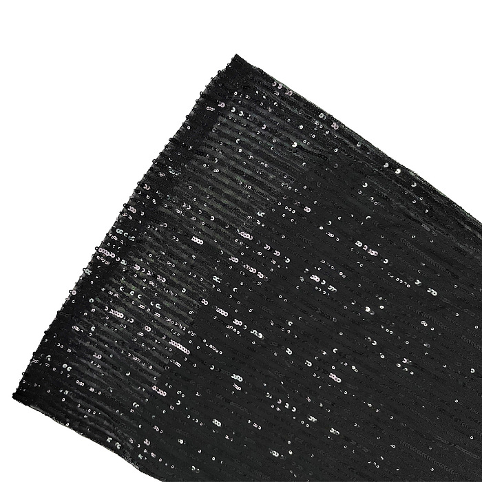 Sequins Back Zip Up Plunging Neck Long Dress in Black