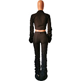 SUPER WHOLESALE | Ruffle Cargo 2Piece Set in Black