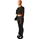 SUPER WHOLESALE | Ruffle Cargo 2Piece Set in Black