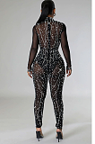Rhinestone Deco Hollow-Out Jumpsuit