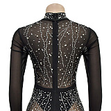 Rhinestone Deco Hollow-Out Jumpsuit