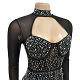 Rhinestone Deco Hollow-Out Jumpsuit