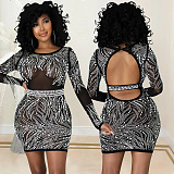 SUPER WHOLESALE | Rhinestone Deco Open Back Mini Dress