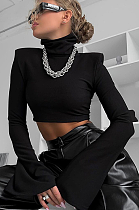 SUPER WHOLESALE | Flare Cuff CropTop in Black