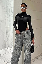 SUPER WHOLESALE | Patchwork Bodysuit in Black