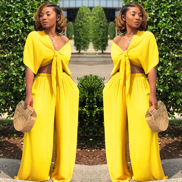 SUPER WHOLESALE | Bow Tied Top & Loose Pants