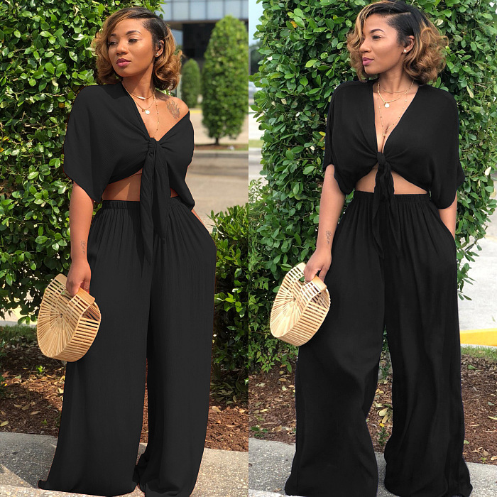 SUPER WHOLESALE | Bow Tied Top & Loose Pants