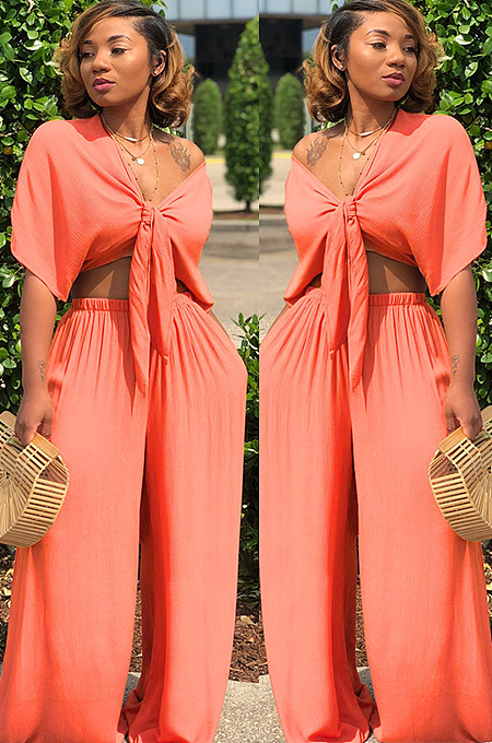 SUPER WHOLESALE | Bow Tied Top & Loose Pants