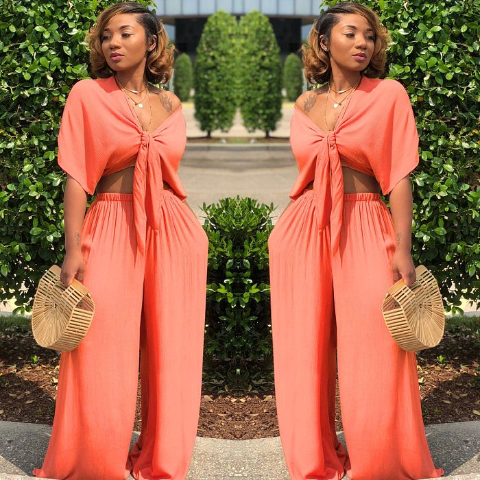 SUPER WHOLESALE | Bow Tied Top & Loose Pants