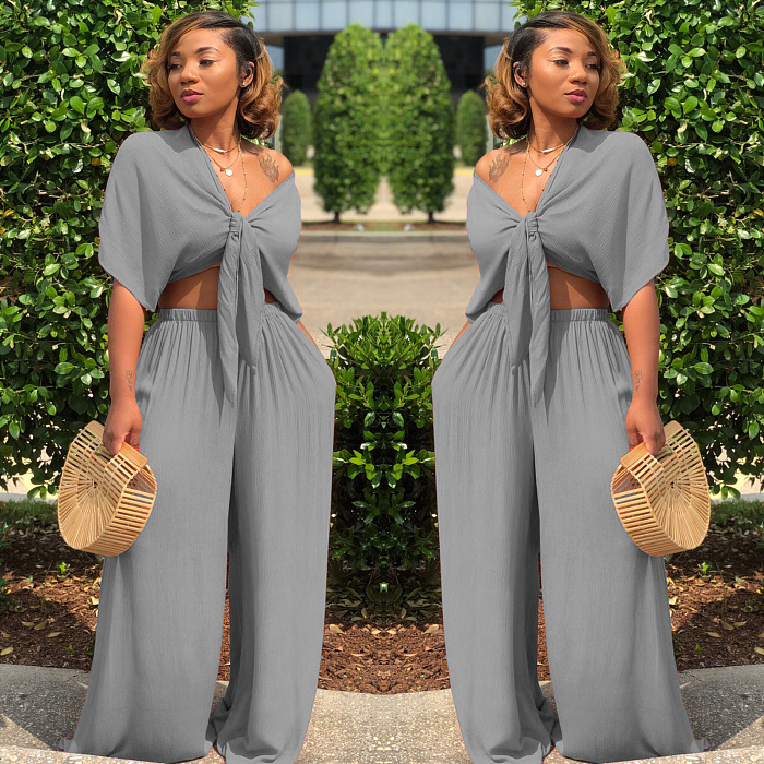 SUPER WHOLESALE | Bow Tied Top & Loose Pants