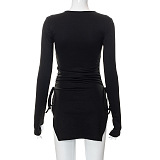 SUPER WHOLESALE | Drawstring Side Split Dress