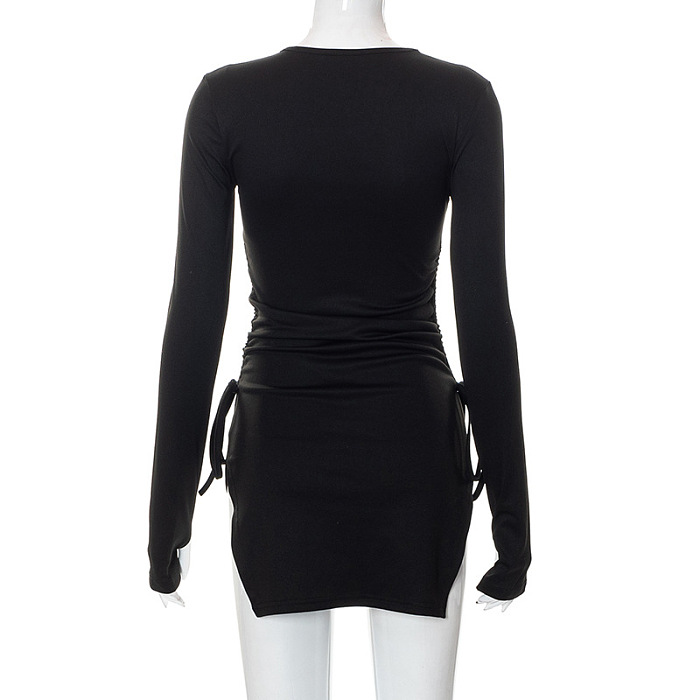 SUPER WHOLESALE | Drawstring Side Split Dress
