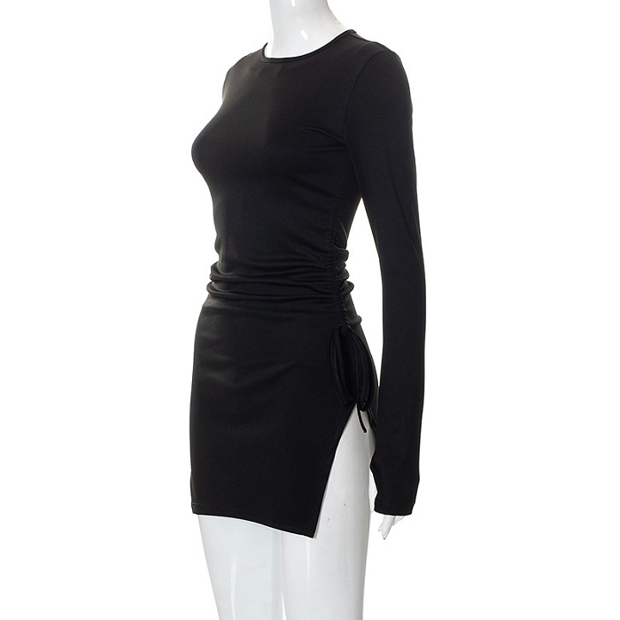 SUPER WHOLESALE | Drawstring Side Split Dress
