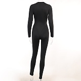 SUPER WHOLESALE | Elastic Front Zip Up Jumpsuit