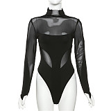 SUPER WHOLESALE | Patchwork See-through Bodysuit