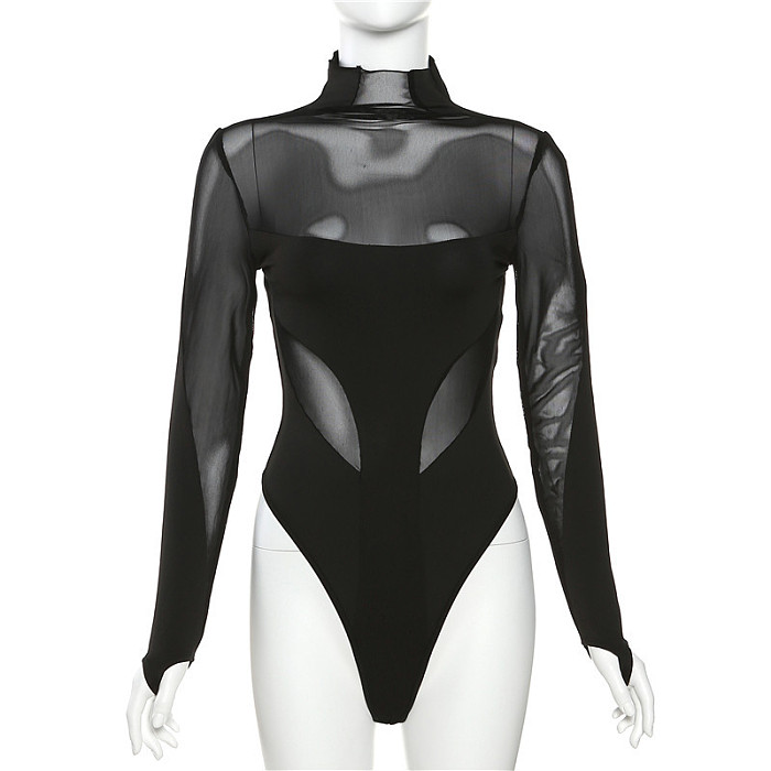 SUPER WHOLESALE | Patchwork See-through Bodysuit