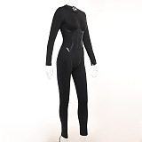 SUPER WHOLESALE | Elastic Front Zip Up Jumpsuit