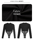 SUPER WHOLESALE | Chiffon Patchwork See-through Bodysuit