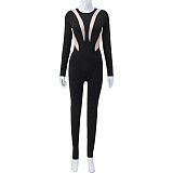 SUPER WHOLESALE | High Elastic Patchwork See-through Jumpsuit