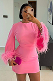 SUPER WHOLESALE | Feather Cuff Dress