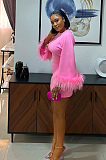 SUPER WHOLESALE | Feather Cuff Dress