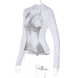 SUPER WHOLESALE | Printed Long Sleeve T-shirt Top in White