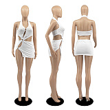 SUPER WHOLESALE | Hollow-out Halter Dress with Ring Deco