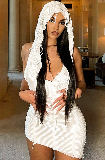 SUPER WHOLESALE | Tassel Hoddie Open-back Dress