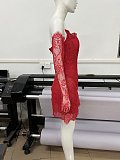 SUPER WHOLESALE | Lace Patchword Mini Party Dress with Glove