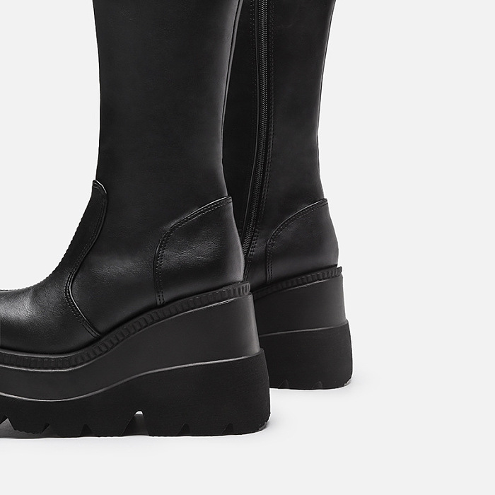SUPER WHOLESALE | Knee High Platform Boots in Black