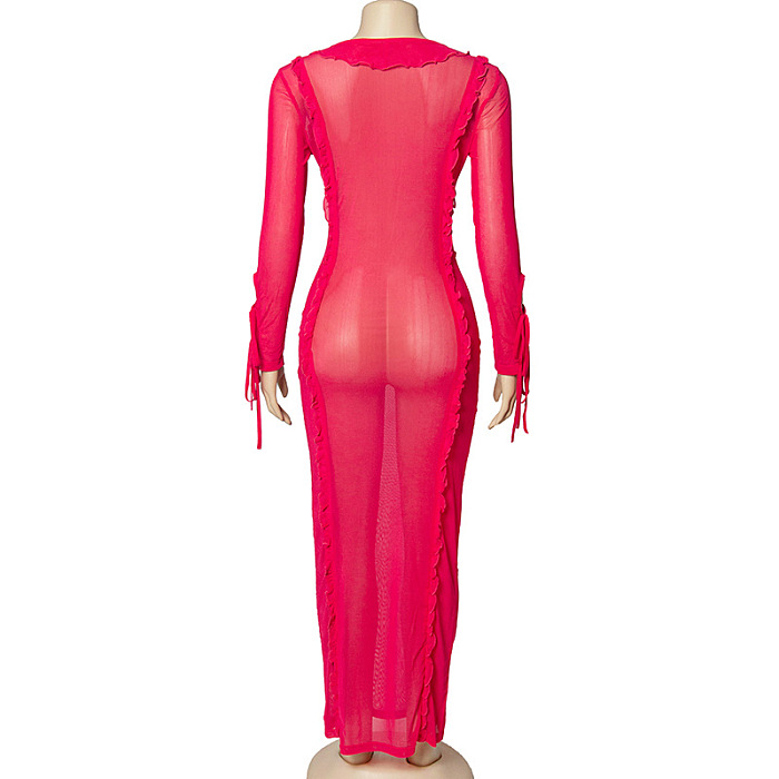 SUPER WHOLESALE | Wave Neck Long Dress