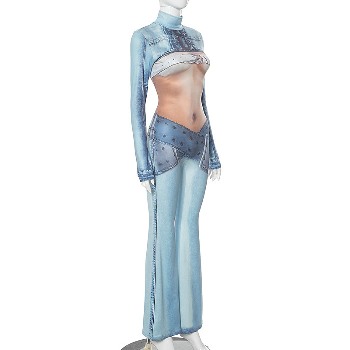 SUPER WHOLESALE | 3D Printed Back Zip Up Jumpsuit