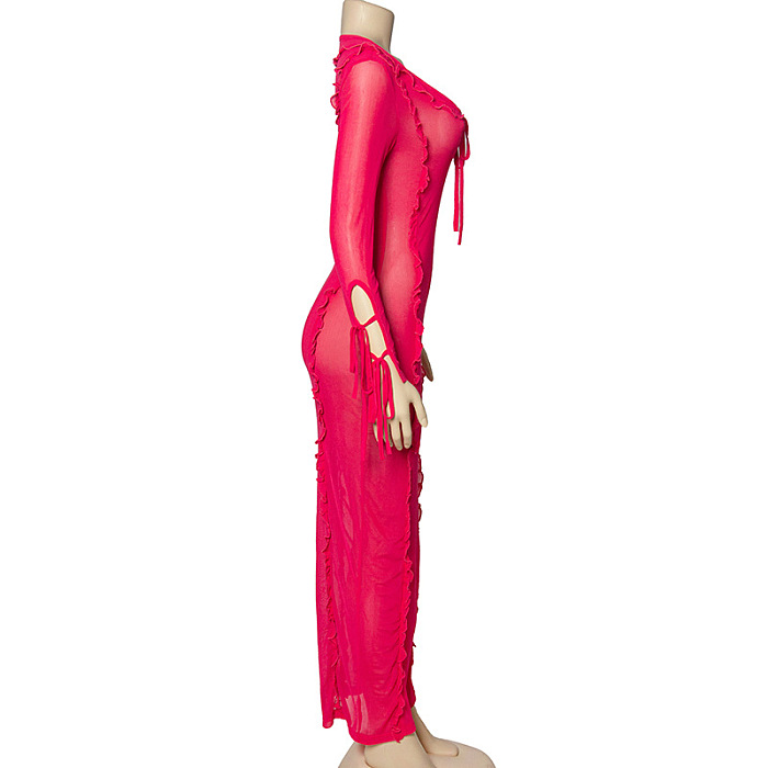 SUPER WHOLESALE | Wave Neck Long Dress