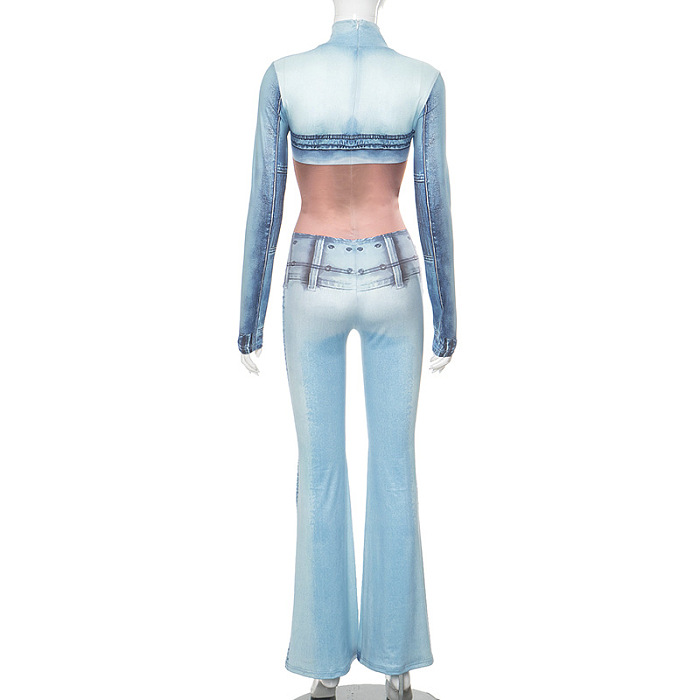 SUPER WHOLESALE | 3D Printed Back Zip Up Jumpsuit