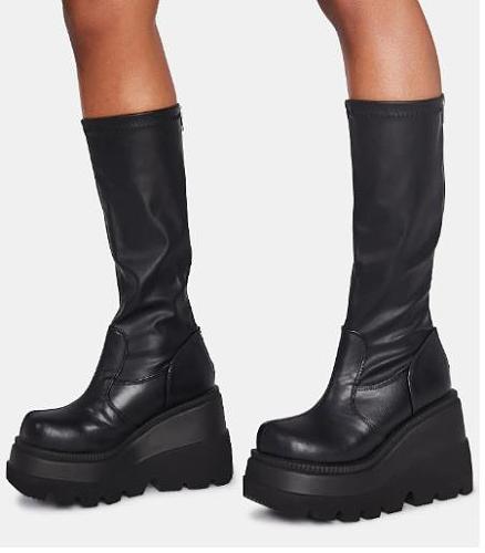 SUPER WHOLESALE | Knee High Platform Boots in Black