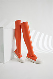 SUPER WHOLESALE | White Toe Ankle High Boots in Orange