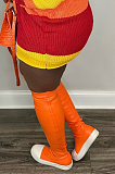SUPER WHOLESALE | White Toe Ankle High Boots in Orange