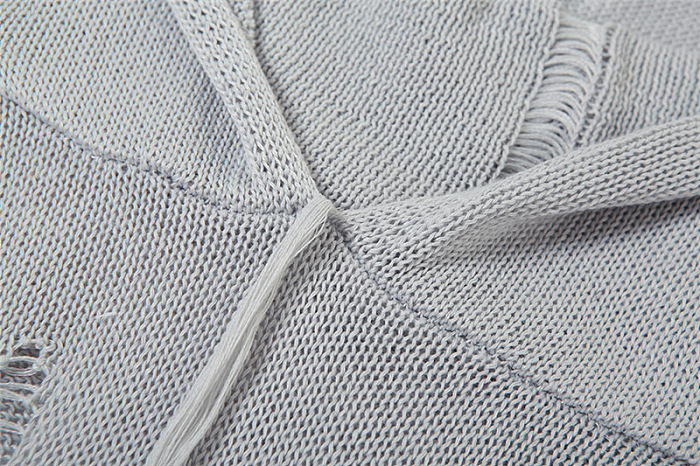 SUPER WHOLESALE | Knitted Distressed Hoodie Dress
