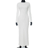SUPER WHOLESALE | Wave Texture Fabric Long Dress
