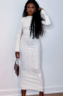 SUPER WHOLESALE | Wave Texture Fabric Long Dress