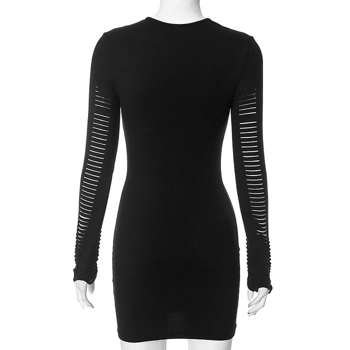SUPER WHOLESALE | Distress Hollow Out Mini Dres