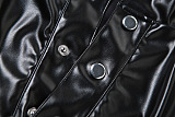 SUPER WHOLESALE |Pu Material Skirt Set in Black