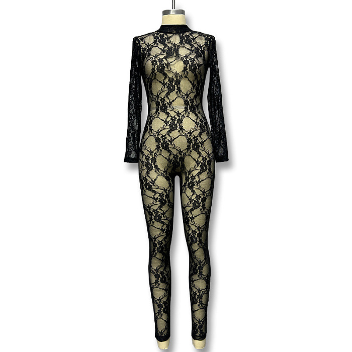 SUPER WHOLESALE |Lace See-through Jumpsuit